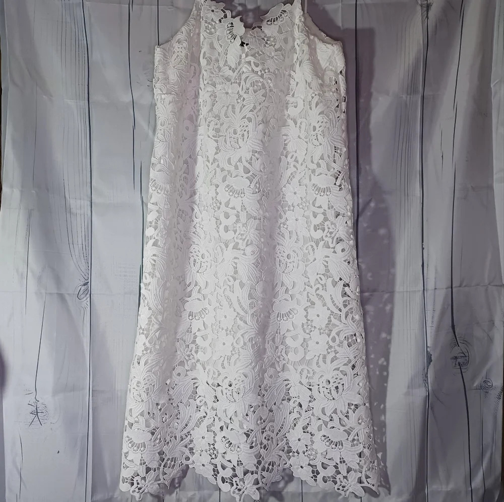 Zara Spaghetti strap white floral lace Boho cottagecore summer vacation dress